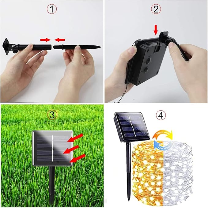 (Warm White ⇋ Cool White) Solar String Lights Outdoor, 2-Pack 80FT 200 LED Waterproof Copper Wire Solar Twinkle Lights for Outside with 8 Modes, Fairy Light for Tree Garden Wedding Patio Decorations