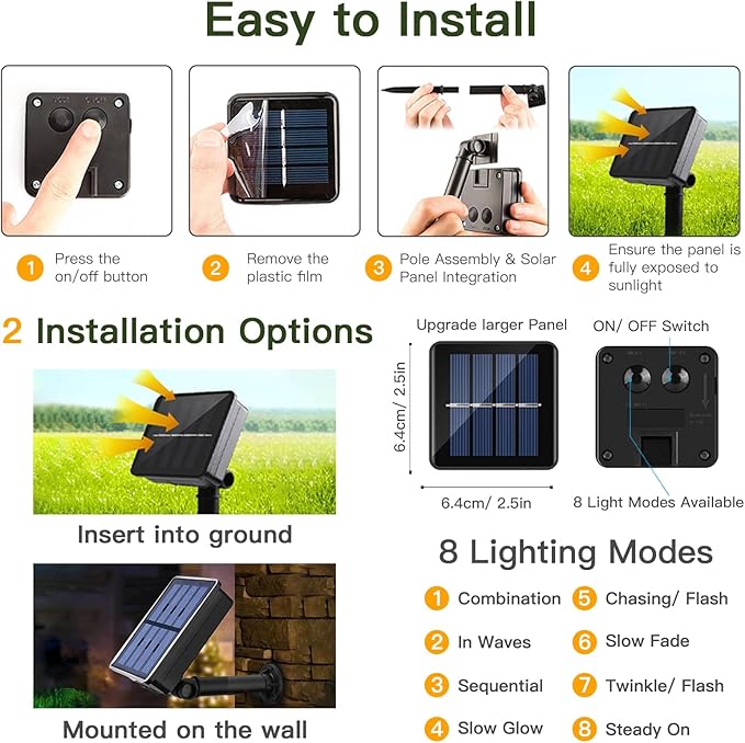 suddus Solar Fairy Lights, 33ft 100 Led Pothos Leaf Solar String Lights Outdoor Waterproof, 8 Modes Vines with Lights for Balcony, Deck, Patio, Garden, Fence,Wedding (Warm White)