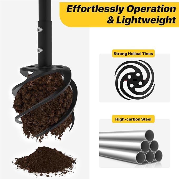 Hand Tiller Garden Tool, Twist Tiller for Gardening with Long Handle, 44.3-inch Garden Claw Hand Tool for Lawn Aerator, Hand Cultivator Tiller Tool for Garden Beds, Plant Box