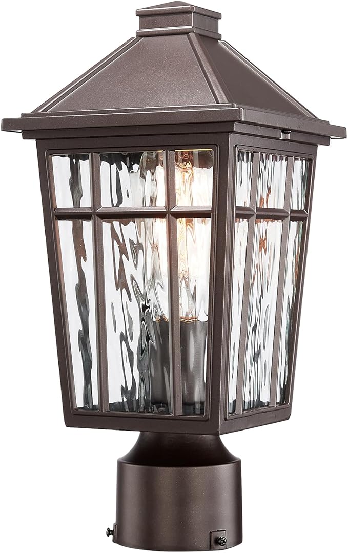 Darkaway Outdoor Post Lights Lamp Post Light Fixture, Waterproof Aluminum Housing with Water Ripple Glass, Fence Post Deck Lighting for Garden Patio Pathway