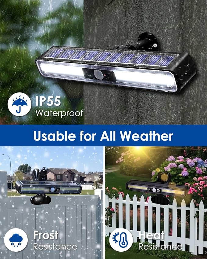 Clip on Solar Motion Sensor Lights Outdoor Waterproof with 36 LEDs, 6000K, 2 Pack Solar Powered Fence Lights for Outside Chain Link Fence Garage Gutter Camping (Cool White)