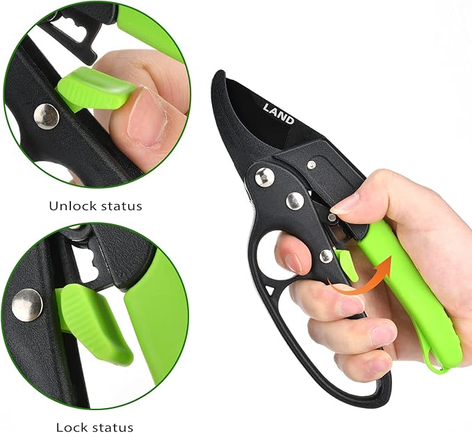 LAND Garden clippers 8" Professional Ratchet Anvil Pruning Shears, Ratcheting Mechanism, Anvil Groove, Garden Shears Clippers, Anvil Pruner, Hand Tools Scissors Loppers for trimming