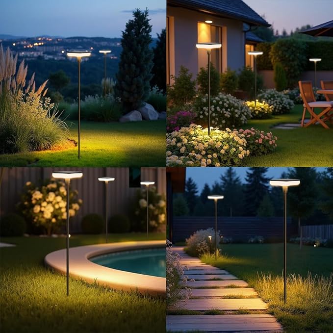 Solar Garden Lights Outdoor 4 Pack 30" Tall Solar Pathway Lights Ip65 Waterproof for Outside Up to 12H Bright Swaying Light for Plant Flower Bed Walkway Decor Landscape Lawn Patio Path Yard