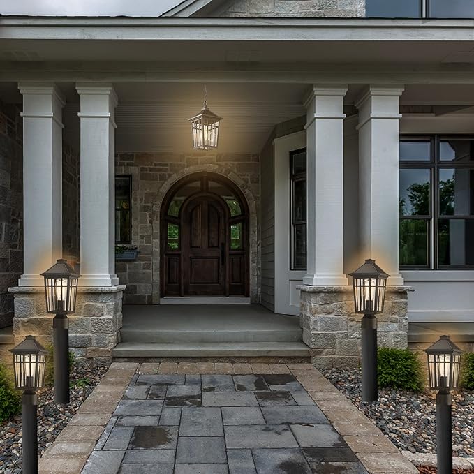 Darkaway Outdoor Post Lights Lamp Post Light Fixture, Waterproof Aluminum Housing with Glass, Fence Post Deck Lighting for Garden, Patio, Pathway (2 Pack, Black)