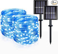 suddus 2 Pack 33ft Solar Fairy String Lights Small, 100 Led Blue Solar Fairy Lights Outdoor, 8 Modes Solar Christmas Lights Copper Wire for Trees Garden Patio Yard Deck Fence Party Decorations