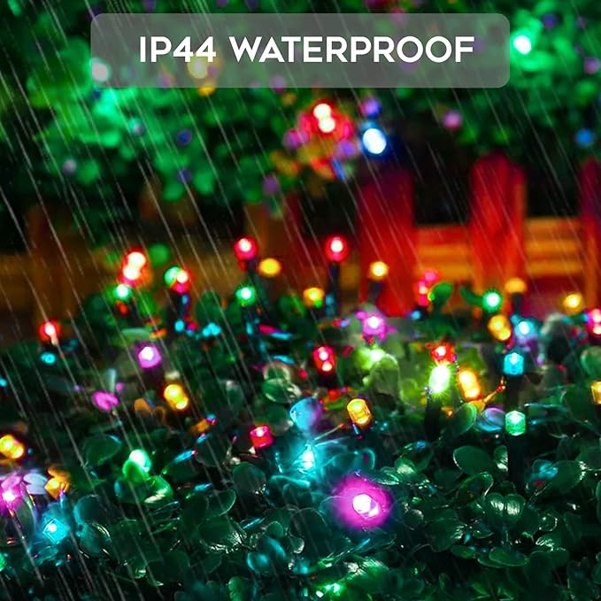 suddus 5 Colors Solar String Lights, Solar Christmas Lights Outdoor Waterproof with 8 Lighting Modes, Multi Colored 100LED Christmas String Lights for Indoor Patio Yard Trees Holiday Decoration