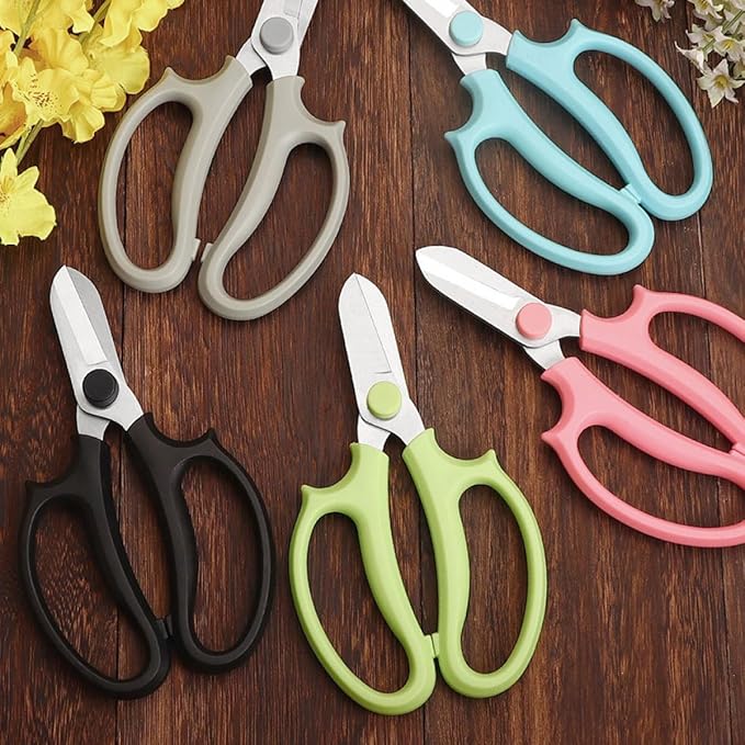 Luxshiny 8pcs Garden Pruning Scissors Set with Handles, Flower Arranging and Fruit Harvesting Shears, Lightweight Trimming Hand Tools for Gardening and Orchard Use
