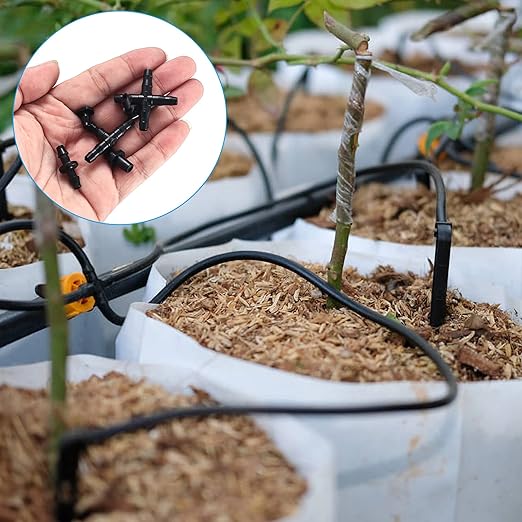 300 Pcs Irrigation Fittings Kit, Irrigation Barbed Connectors Parts, Drip Irrigation Barbed Connectors 1/4'' Tubing Fittings Kit (Single Barbs/Tees/End Plug/4-Way Coupling/Elbows/Straight Barbs)