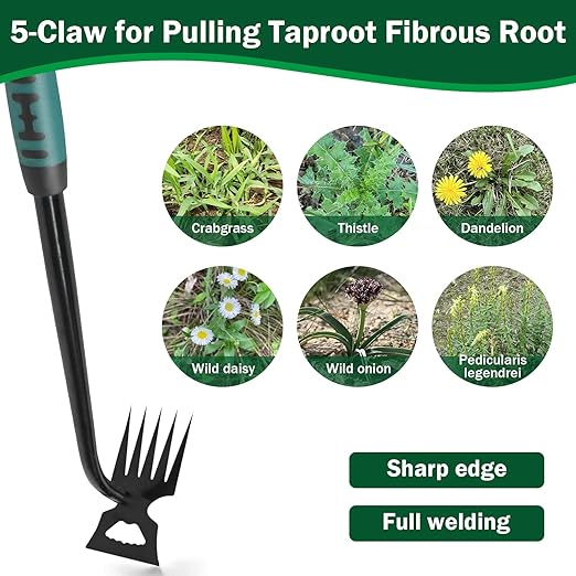 Weed Remover Tool,2-in-1 Portable Hand Weeding Tool with 5 Teeth,Portable Garden Weeder Tool,2026 New Gardening Weeding Tools,for Garden Hand Tools for Garden, Backyard, Farm & Vegetable Planting