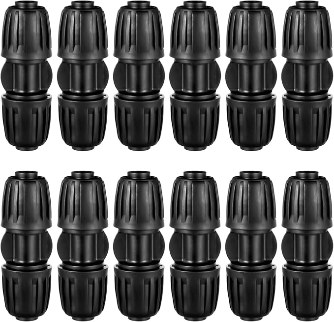 12pc 1/2 inch Drip Irrigation Coupling Fittings,ANTI-DROP Lock Barbed Irrigation Coupling For (1/2" ID x0.6-0.63" OD) Drip Tubing Drip Irrigation Fittings