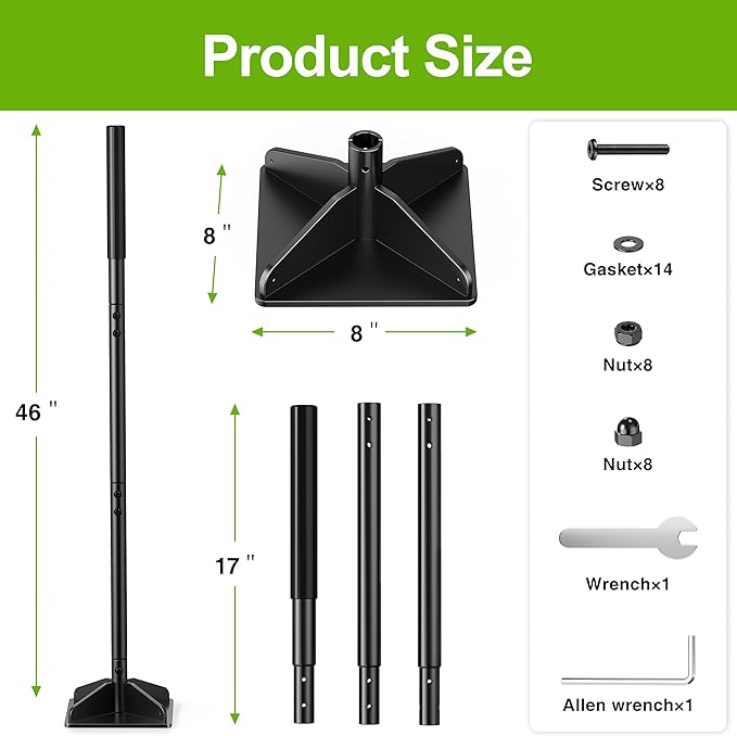 Heavy Duty Steel Tamper, 48" Handle Tamper with Comfortable Rubber Grip, 8×8" Garden Tamper Tool for Soil, Gravel, Asphalt & Lawn