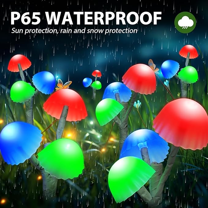 Solar Mushroom Lights Outside for Lawn Decorations - 6PACKS 18LED 8 Lighting Modes Multi-Color Mushrooms Yard Decor for Mom Gifts,Solar Garden Lights for Backyard,Fence,Housewarming Decor