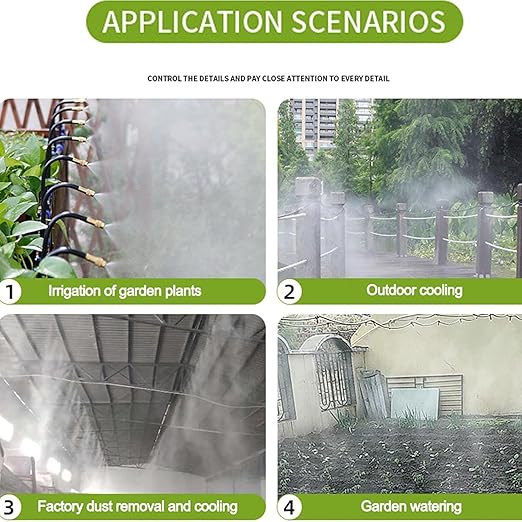 Automatic Greenhouse Drip Irrigation Kit with 20 Brass 360° Adjustable Nozzles 65FT 1/2" Tubing & Misting System for Outdoor Plants, Hydroponics,Raised Beds & Flower Gardens-Easy Setup & Water Saving