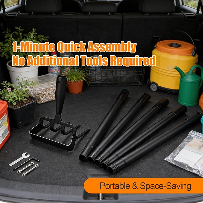 Garden Hoe, 62 Inch Weed Tool, Long Soil Tiller Cultivator, Heavy Duty Metal Stirrup Hoe Weeder Scraper Rake for Flower Beds, Patio, Garden Loosening Soil Weeding Digging