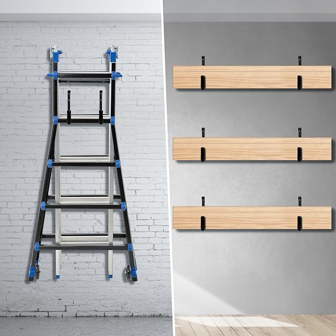 KURUI 10" Garage Organization Wall Hooks, 66 LB Heavy Duty Water Hose Holder for Hanging Ladder Extension Cord Garden Tool Cable, 4 Pcs, Black