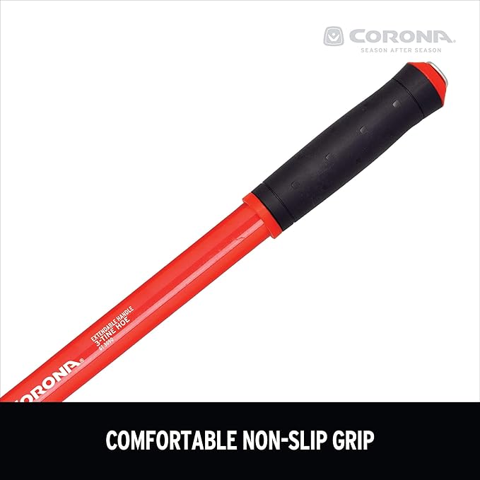 Corona Tools Extendable Handle 3-Tine Hoe for Raised Garden Beds – Adjustable 18"–32" Telescoping Garden Hoe