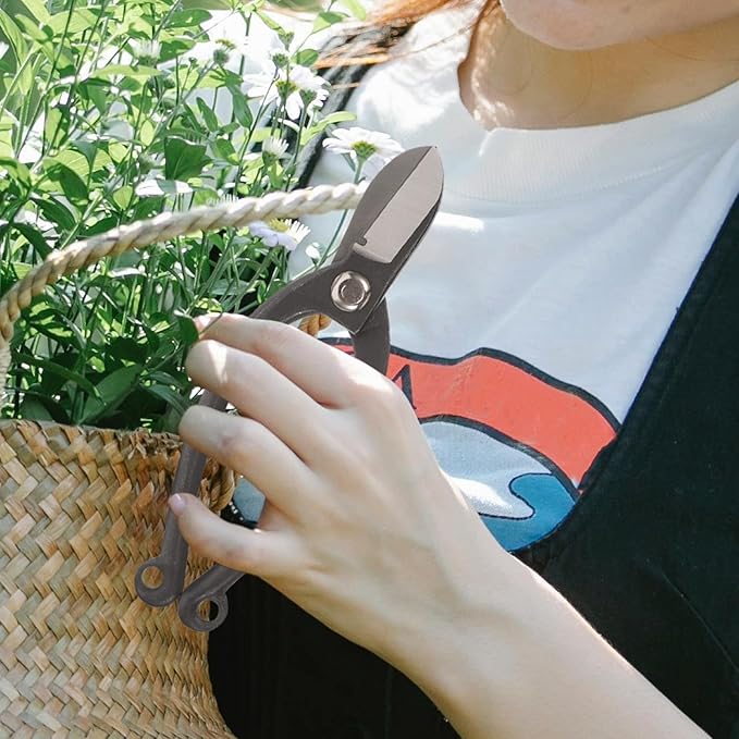 Luxshiny Steel Garden Pruning Shears Flower Arrangement Scissors, All-steel Small Branch Trimming Tool for Gardening and Floral Design