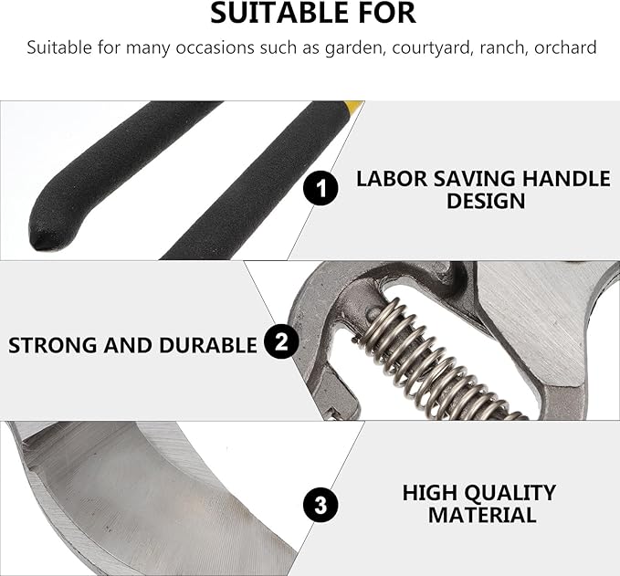 HOMSFOU Portable Pruning Scissors Garden Trimming Tool with Aluminum Handle 10-inch Branch Pruning Shears for Fruit Trees and Lawn Care