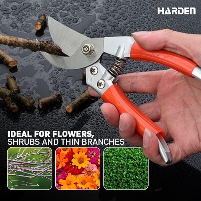 Pruning Shears 8" / 200mm – Forged Stainless Steel Blade, Ergonomic Zinc Alloy Handle with PVC Grip – Professional Garden Tools for Precise Gardening & Harvesting