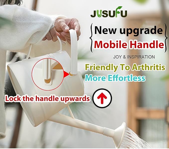 1 Gallon Watering Can for Plants, Watering Cans for Indoor&Outdoor Gardening, Water Can with Ergonomic Movable Handle (White)