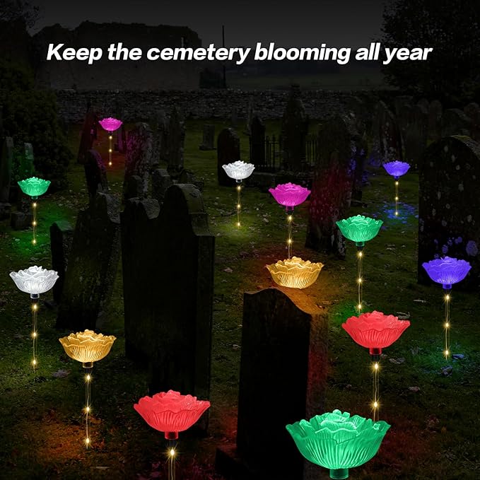 Solar Garden Light Outdoor Waterproof,6PACKS Multicolor Bigger Rose Flowers Lights Lawn Decor,Solar Pathway Rose Lights for Garden,Mom Day,Christmas,Housewarming Gifts Decor