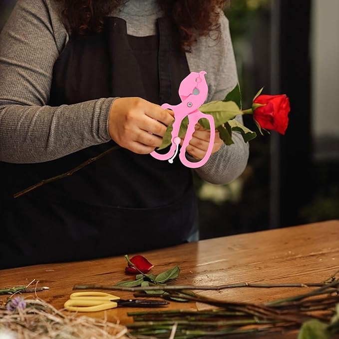 Pruning Shears for Flowers and Branches, Floral Thorn Remover Scissors with Spring Return, Pink Garden Clippers for Rose Stem Cutting and Flower Trimming, Hand Tool for Gardening