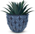 Headwind Glazed Ironstone Diamonte Collection – Capri Blue 8-Inch Decorative Plant Pot, Indoor & Outdoor, Vintage Diamond-Textured, Lightweight & Weather-Resistant for Garden Use by Robert Allen