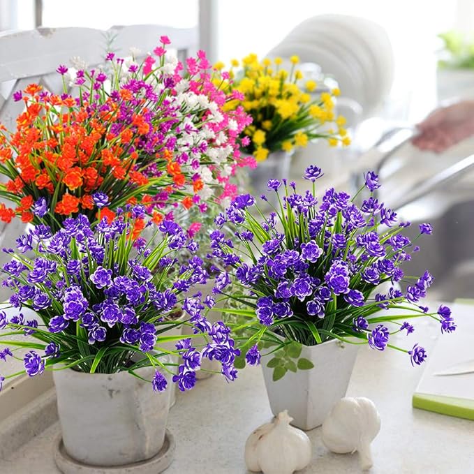 10 Bundles Artificial Daffodil Outdoors Flowers (Blue)