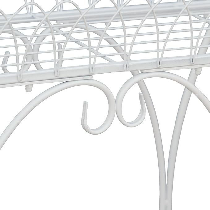 White Oval Plant Stand with Lattice Base, French Entryway Decor for Plants, Elegant Floor Flower Pot Holder Garden Decoration