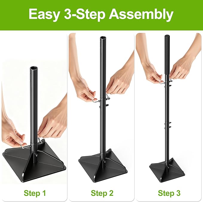 Heavy Duty Steel Tamper, 48" Handle Tamper with Comfortable Rubber Grip, 8×8" Garden Tamper Tool for Soil, Gravel, Asphalt & Lawn