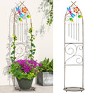 Plant Stands with Garden Trellis, 48” Metal Standing Wind Chimes Plant Pot Trellis with Dragonfly for Garden Patio Backyard Climbing Plants Outdoor Decor