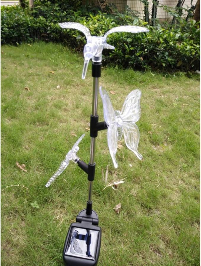 Solar Garden Stake Lights Hummingbird Butterfly and Dragonfly Multi-Color Changing Decorative Landscape Light for Garden Patio Lawn Yard Decorations