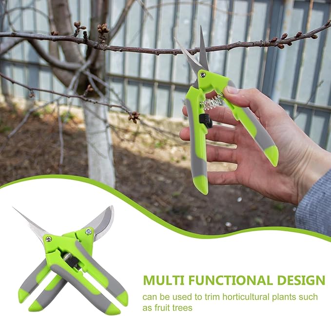 ibasenice 2pcs Garden Shears Pruning Shears with Curved Blades Outdoor Branch Cutters for Fruit Trees and Plants Gardening Hand Tools for Harvesting and Trimming