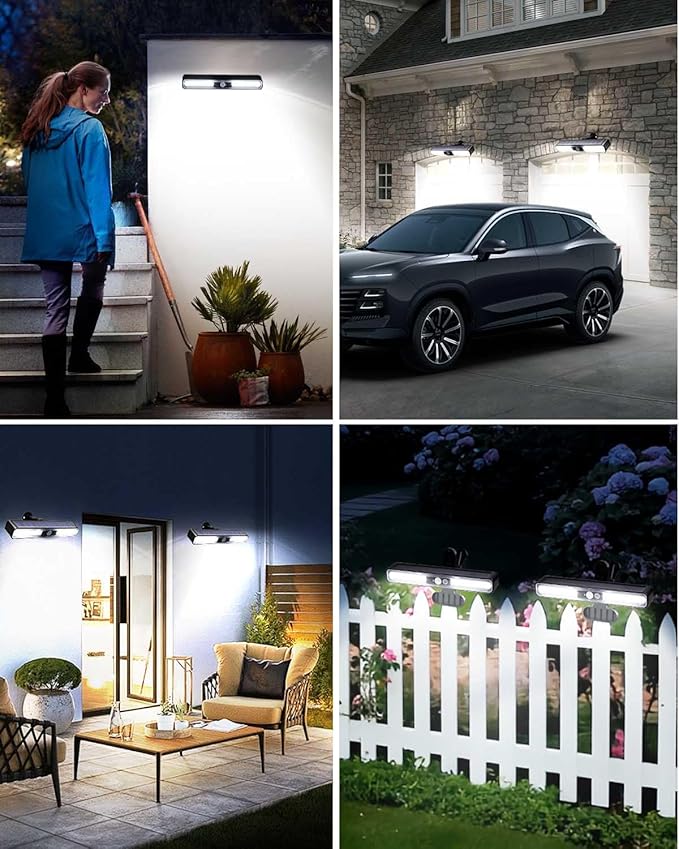 Clip on Solar Motion Sensor Lights Outdoor Waterproof with 36 LEDs, 4 Pack Solar Powered Fence Lights for Outside, Chain Link Fence, Garage, Gutter, Camping, Gate, RV (Cool White, 6000K)