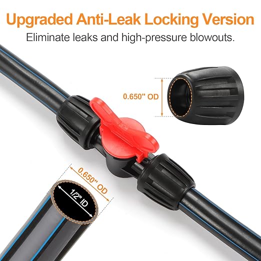 Copadri 12 Pieces 1/2 Inch Drip Irrigation Valve Fittings, 1/2'' Barbed Shut Off Valve for 1/2 Inch Irrigation Tubing (1/2" ID x 0.640" OD) Anti-leak Straight Irrigation Parts for Garden System