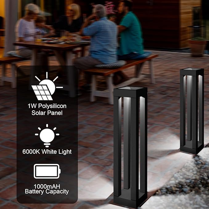 Outdoor Solar Floor Lamps, Lantern Floor Lamp, Outdoor Decor Lanterns for Garden Patio Porch Deck Pool Pathway Driveway (2 Pieces)