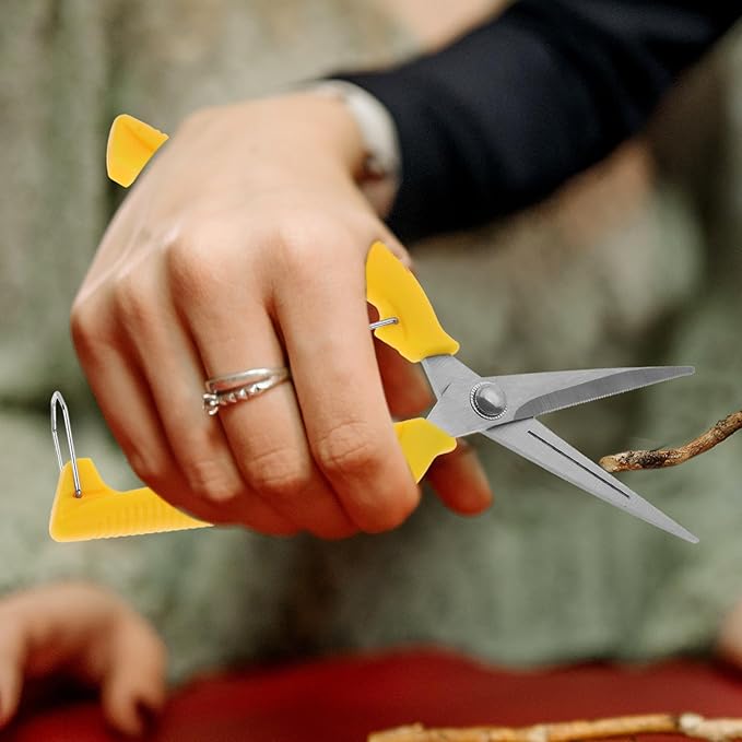 NUOBESTY Garden Branch Shears Stainless Steel Fruit Picking Pruning Scissors with Yellow Handle Multipurpose Gardening Hand Tool for Tree Branches and Bonsai Trimming