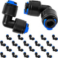 20 Pack 1/4" Universal 90 Degree Elbow Fitting, Quick Connect Universal Drip Irrigation Tubing Coupling Valve, Connector Locking Fitting for Sprinkler or Drip Irrigation System