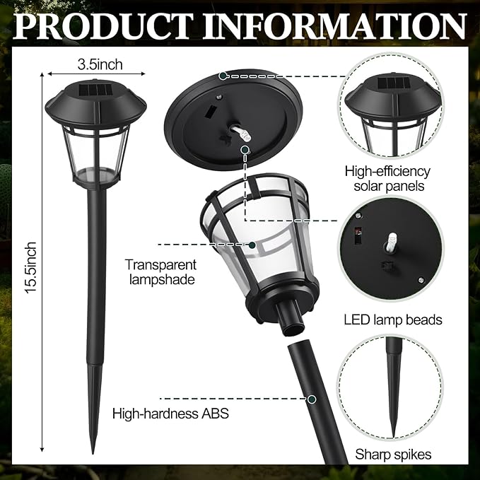 Tuanse 20 Pack Solar Pathway Lights Outdoor - Waterproof LED Bulk Solar Landscape Walkway Lights for Yard Garden Patio Lawn Decoration(White Light)