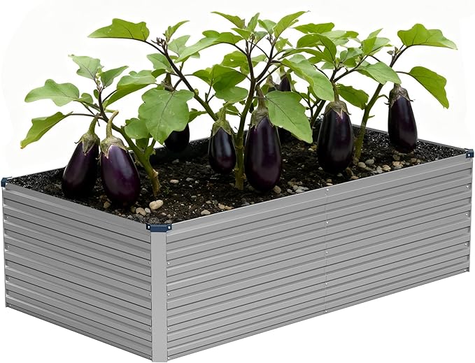 Vengarus 6x3x2FT Galvanized Raised Garden Bed Kit, Deep Root Planter Box for Vegetables, Flowers, Herbs, and Succulents - 269 Gallon Capacity,Silver