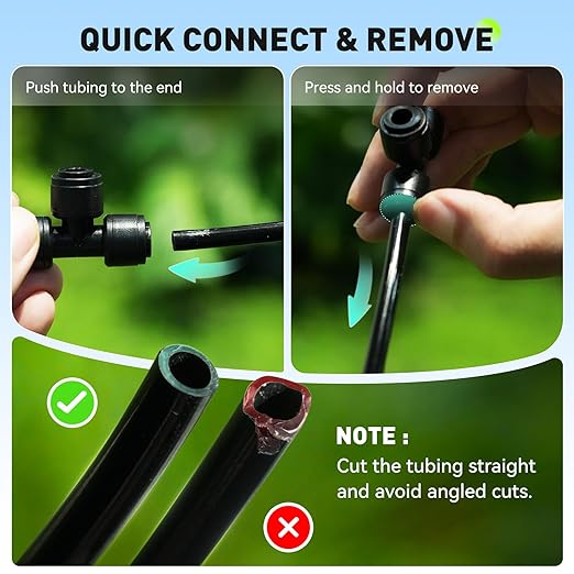 RAINPOINT Quick-Connect 1/4 Drip Irrigation Tubing Adjustable Water Flow Rate Accessories Kit/Expansion Kit Pack for Extra 10 Plants, Dripline Tubing (ID: 1/6” / 4mm & OD: 1/4” / 6mm)