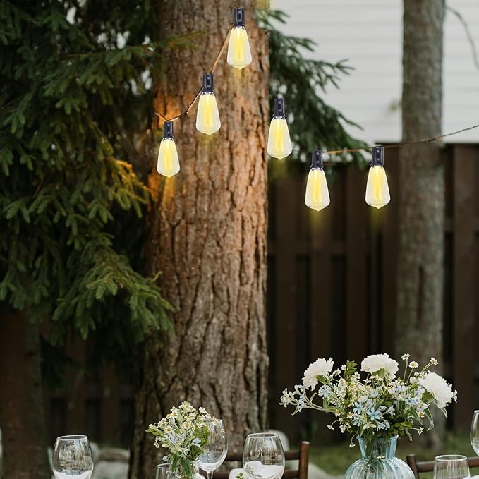 100 FT Patio Lights Outdoor Waterproof, 37+2 Shatterproof LED Bulbs Connectable Hanging Outdoor Electric Lighting, Plug-in, Balcony Camping Backyard Garden Decor with 2700K Warm White