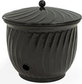 Sunnydaze Metal Garden Hose Holder Pot with Lid - UV-Resistant 145-Foot Garden Hose Pot Holder - Black Glaze Finish