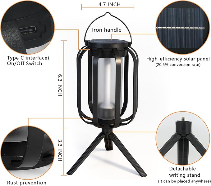 (New) 2 Pack Solar Lanterns Lights, Solar Lights Outdoor with Flickering Flame, 4 Modes Waterproof Hanging Lantern Decorative, Solar Powered Lanterns for Yard Patio Proch Tree Garden Decor