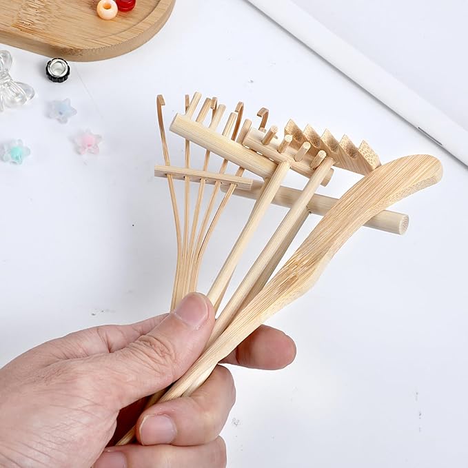 6 Piece Mini Zen Garden Rake Tools, Miniature Tabletop Rock Sand Zen Garden Accessories Zen Sand Garden Rake Set Small Rakes for Garden Beds Mini Sand Stamp Rakes for Home Office Desktop Decoration
