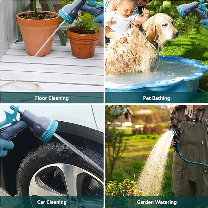 Berry&Bird Garden Portable Hose Reel, 1/2 inch x 65+6FT Wall/Floor Mounted Water Hose Holder, Garden Hose Reel Outdoor Water Pipe with 9 Pattern Hose Nozzle for Outside Gardening Car Cleaning Watering