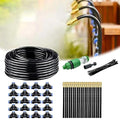Automatic Greenhouse Drip Irrigation Kit with 20 Brass 360° Adjustable Nozzles 65FT 1/2" Tubing & Misting System for Outdoor Plants, Hydroponics,Raised Beds & Flower Gardens-Easy Setup & Water Saving