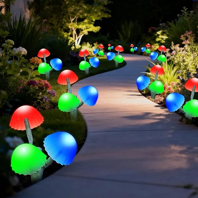 Solar Mushroom Lights Outside for Lawn Decorations - 6PACKS 18LED 8 Lighting Modes Multi-Color Mushrooms Yard Decor for Mom Gifts,Solar Garden Lights for Backyard,Fence,Housewarming Decor