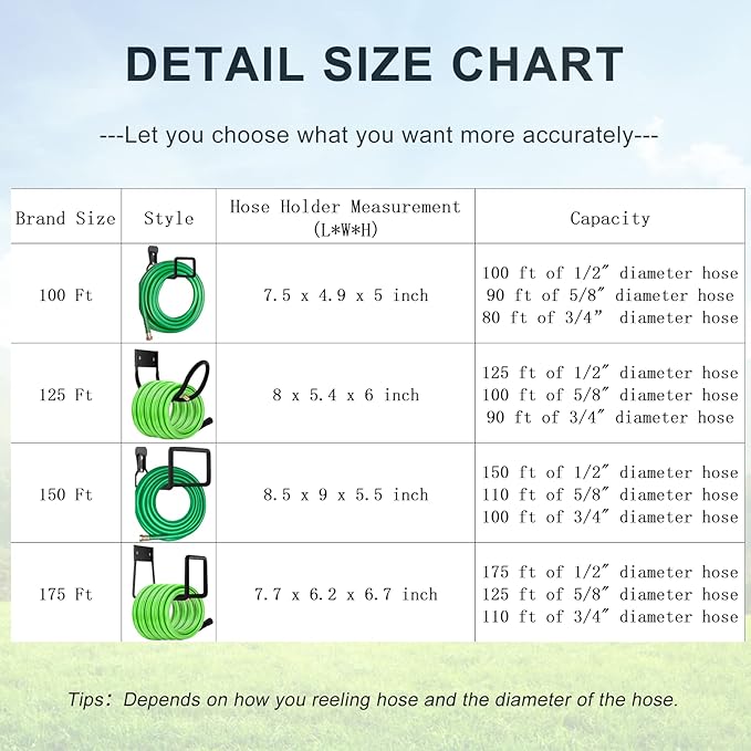 Sageme Metal Hose Reel,Hose Holder Hose Hanger Heavy Duty Hose Holders Wall Mount, Hook for Garden Hose/Expandable Hose/Water Hose/Pocket Hose/Flexable Hose(Hose Holder 150 Ft)