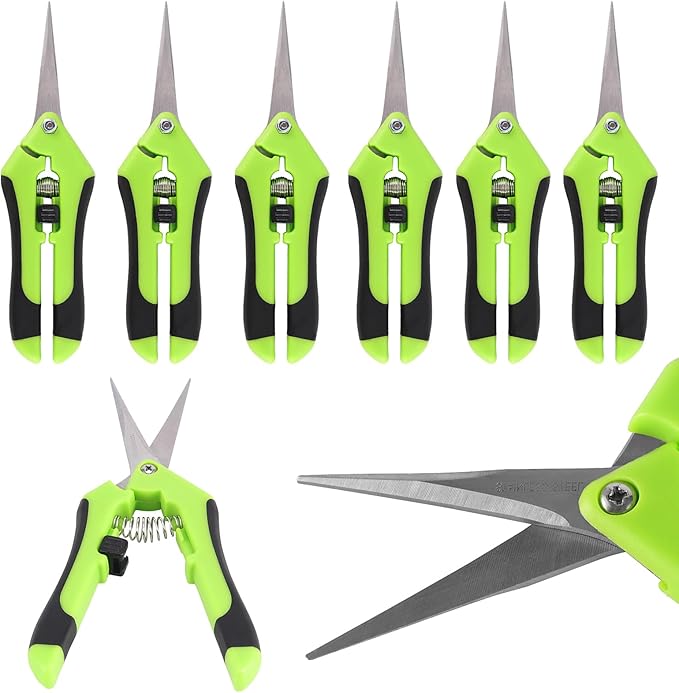 8 Pack 6.5 Inch Gardening Scissors Hand Pruner Pruning with Spring loaded and Straight Blade, Bonsai Pruning Shears for Trimming Garden Herb Plants Flowers